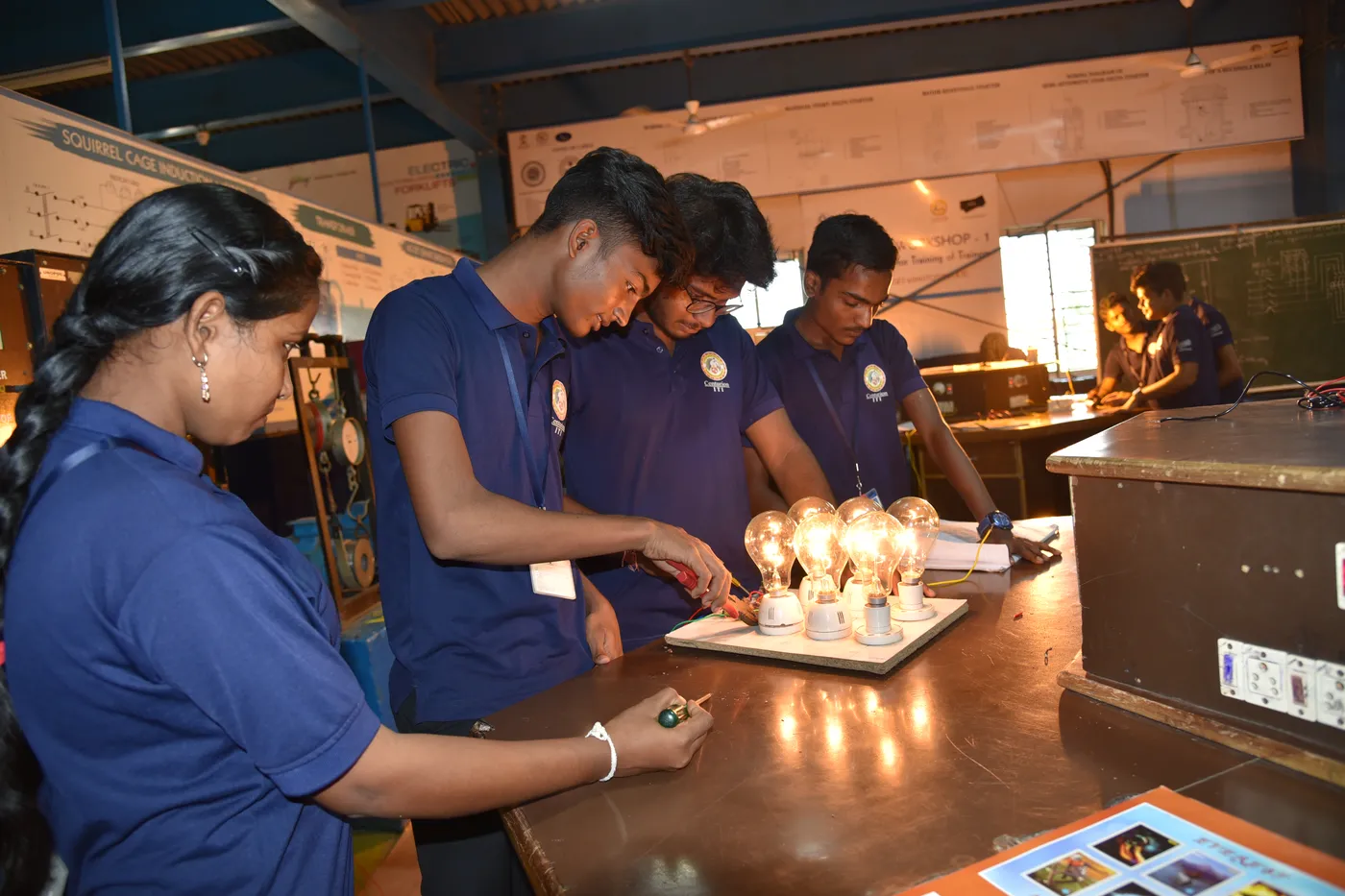 Electrical trainees on the workshop floor